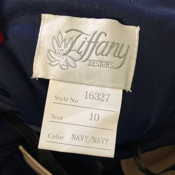 Tiffany Designs by Christina Wu 16327 navy blue long dress beaded top size 10 - Picture 10 of 12